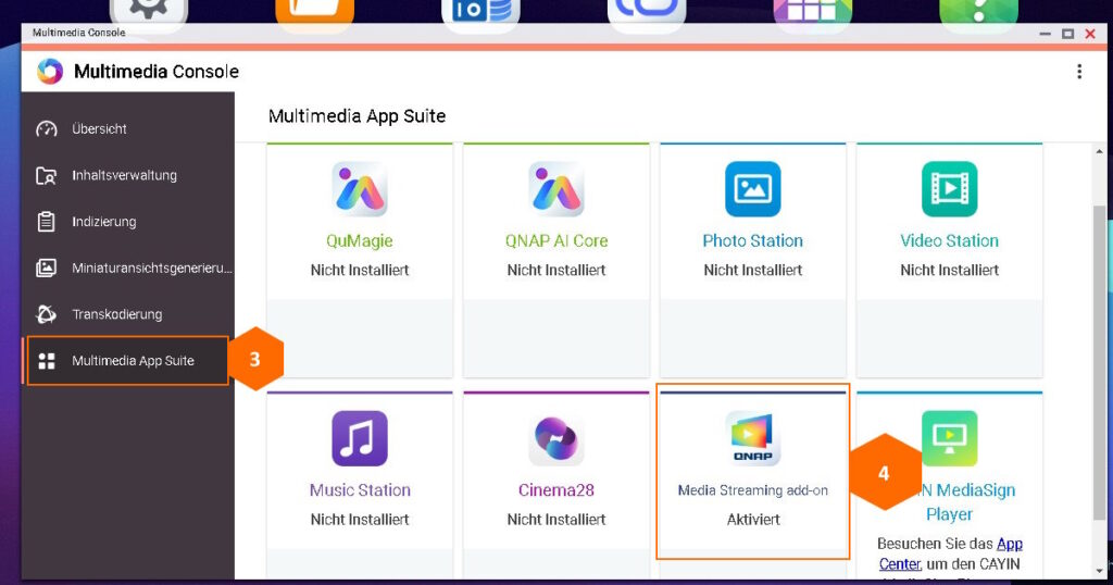 Media Streaming Add-on und Inhaltsverwaltung